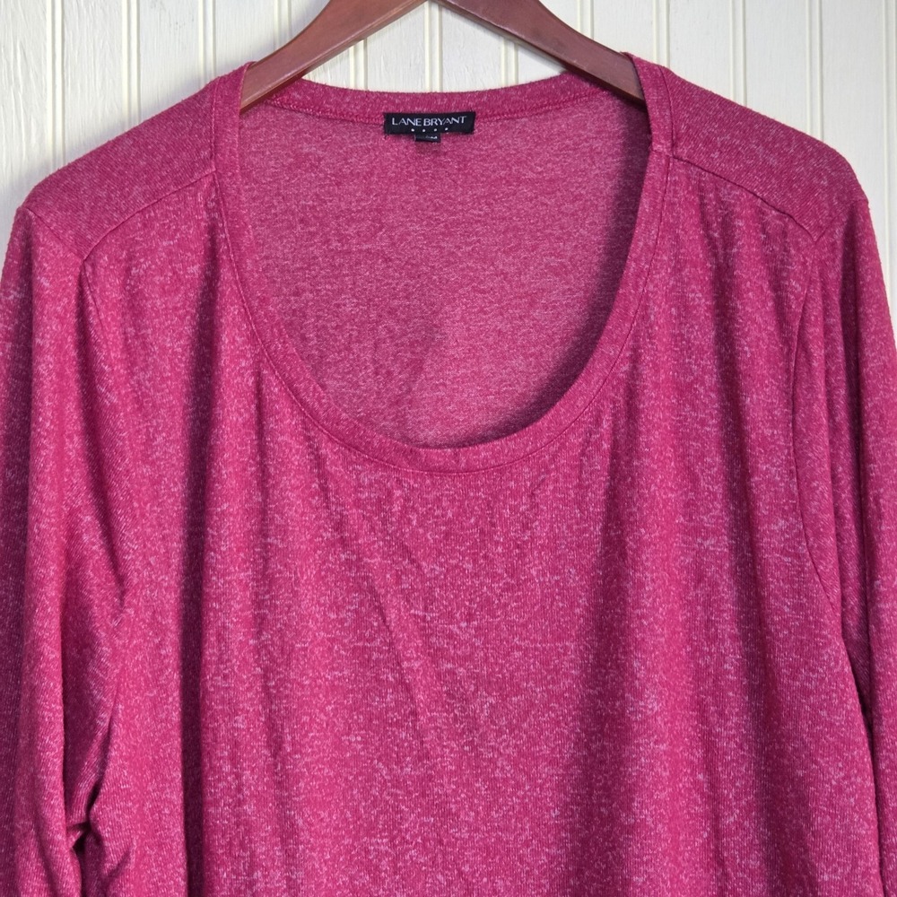 Lane Bryant Shirt Womens Plus 22/24 Pink Scoop Neck 3/4 Sleeve Plaid Tunic Top